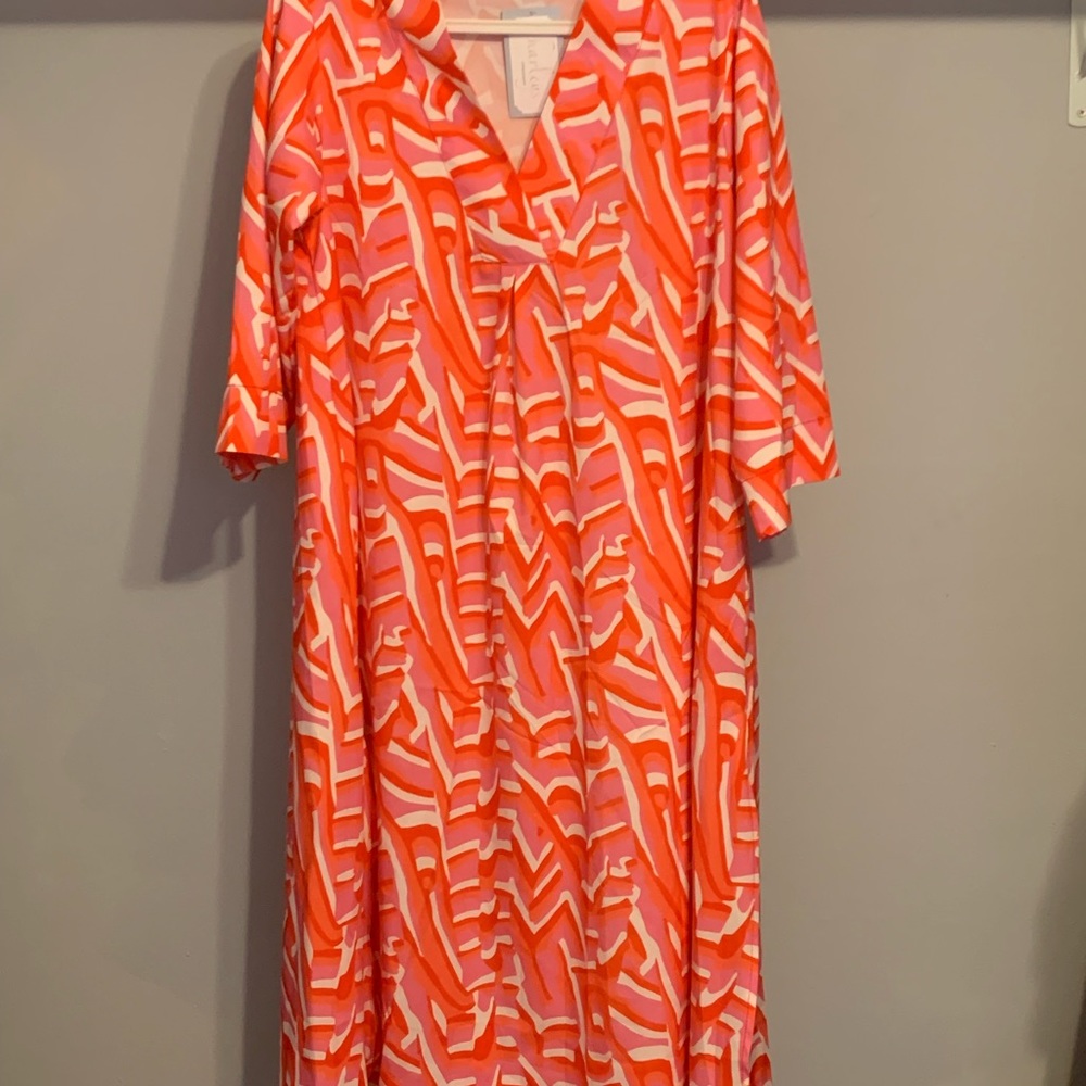 Pink, orange and white dress/beach cover-up. New with tags